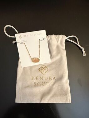 Kendra Scott Necklace, blush pink stone and gold NEW! With cloth pouch